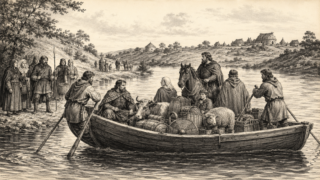 Water Crossings — Ireland Day by Day historical illustration