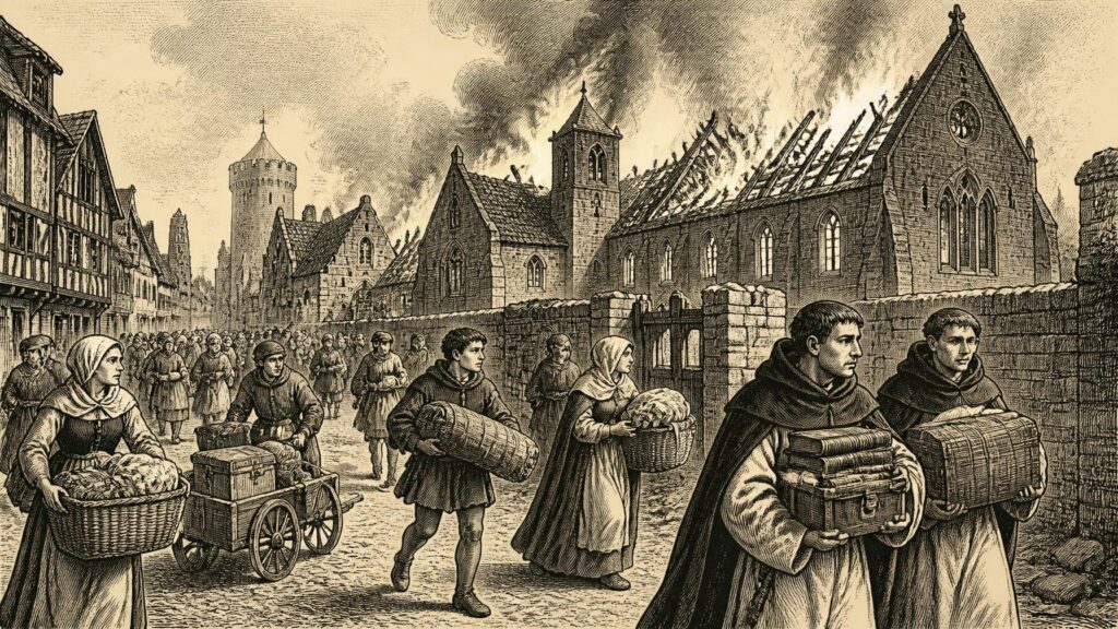 St Mary’s Abbey Ablaze